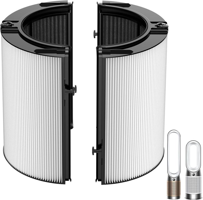 Ecleanfy مرشح بديل مطور 2 في 1 متوافق مع أجهزة تنقية الهواء Dyson HP1 PC1 TP07 TP10 HP10 TP06 HP06 TP04 HP04 PH01 PH02 PH03 HP09 TP09 HP07، مرشح زجاجي مدمج 360 درجة H13 HEPA حقيقي + كربون نشط - Image 1