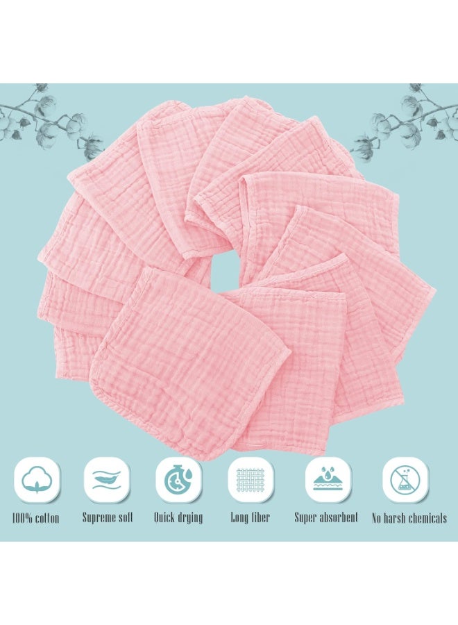 Cute Castle 12 Pack Muslin Burp Cloths for Baby - Ultra-Soft 100% Cotton Baby Washcloths - Large 20'' by 10'' Super Absorbent Milk Spit Up Rags - Burpy Cloths for Unisex, Boy, Girl - Pink - Image 4