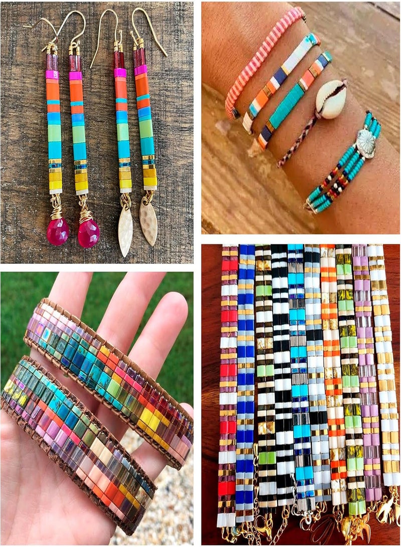 GGOOT Pandahall 360Pcs 2-Hole Tila Beads Flat Square Acrylic Seed Beads 12 Colors Opaque Loose Spacer Beads 5.2x5.2mm for Friendship Bracelet Necklace Earring Jewelry Making  - Image 4