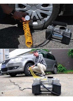 VOGMAX Twin cylinder car tire inflator with high brightness headlight and convenient carrying bag for storage-Black  - Image 5