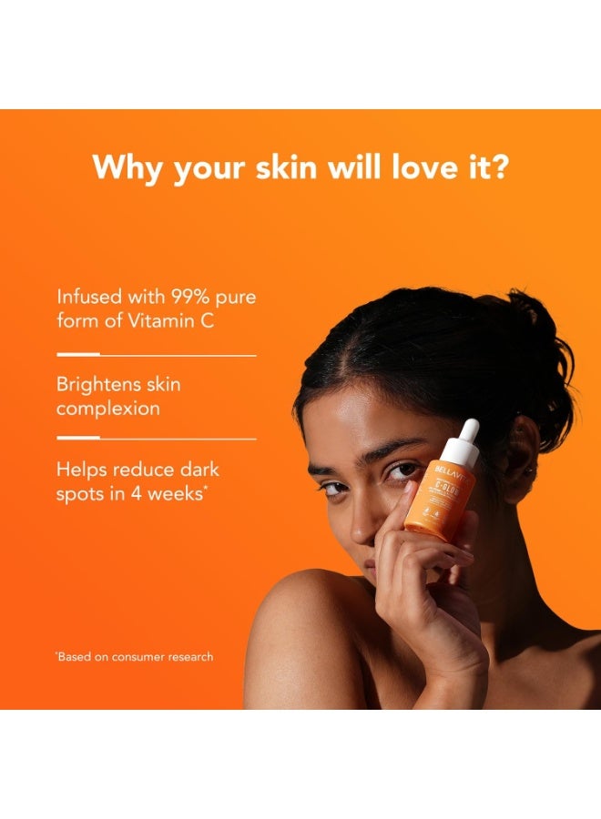 Bella Vita Organic Bellavita C GLOW Face Serum | Vitamin C Serum 10%, 0.1% Ferulic Acid & Hyaluronic Acid | 99% Pure Form of Vitamin C,for Glowing Skin, Reduce Dark Spots Non-Irritating | Non-Sticky | Brightening Vit C Formula For Men and Women |All Skin Types 30 ml - Image 5