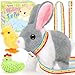 Tagitary Easter Plush Bunny Toy for KidsEaster Interactive Realistic Bunny with Leash and Wind Up ToyThat HoppingEars WigglingTwitching NoseRabbit Toys Easter Basket Stuffers Gift for Toddlers - Image 2