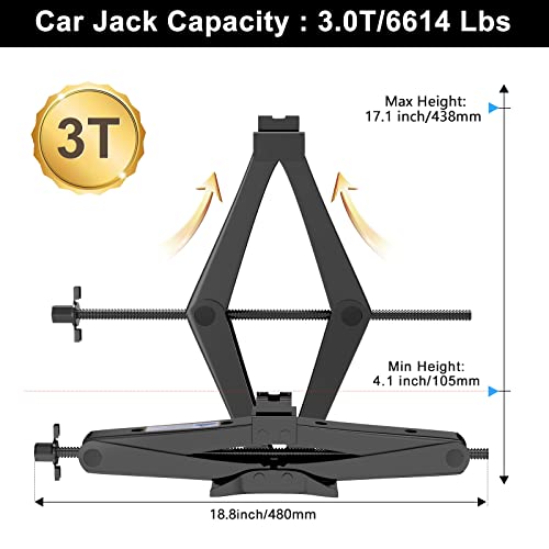IMAYCC 3 Ton (6609 lbs) Car Jack - Bi-Directional Scissor Jack for Sedan, Coupe, SUV, MPV & More - Image 2