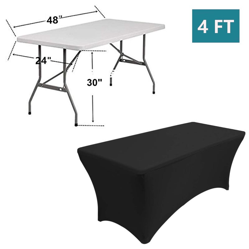 RELIANCER 1 Pack Stretch Spandex Table Covers for Rectangular Tables,4FT Elastic Fitted Tablecloth,Universal Rectangular Table Cloth Protector for Outdoor Party,Wedding,Bar,Birthday,Banquet,Events - Image 4