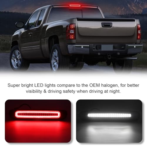 SHINEFIT LED Third 3rd Brake Light Replacement for 2007-2013 Silverado Sierra 1500 HD / 2007-2014 Silverado Sierra 2500 3500 HD Smoked High Mount Stop 3rd Brake Light Cargo Lamp - Image 2