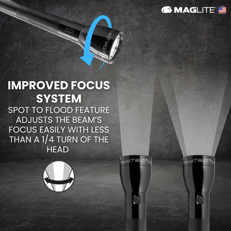 MagLite ML300L 4D LED Flashlight â€“ 1002 Lumens, Long Runtime, Adjustable Beam, Water-Resistant, Aluminum Body â€“ Black - Image 5