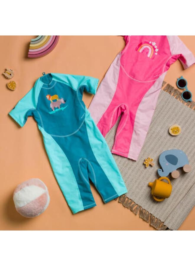 نابايجي مايوه سباحة بحماية للأشعة الفوق بنفسجية للأطفال - Kloupi بينك بطباعة قوس قزح - Image 2