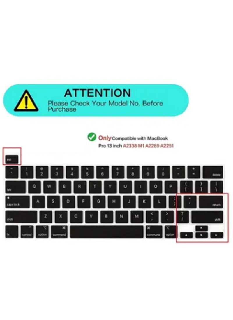 Protective Hard Shell Case with US Layout Clear Skin Keypad Cover Compatible with MacBook Pro 13-Inch with Touch Bar and Touch ID Release 2020 Model M1 A2338/A2289/A2251 White