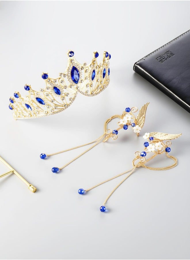 CoTeeZa Renaissance Queen Crown Elf Ear Cuffs - Rhinestones Tiara for Women Bridal Wedding Prom Costume Accessories, Royal Princess Fairy Crowns Cuff for Pageant Halloween Cosplay - Image 4