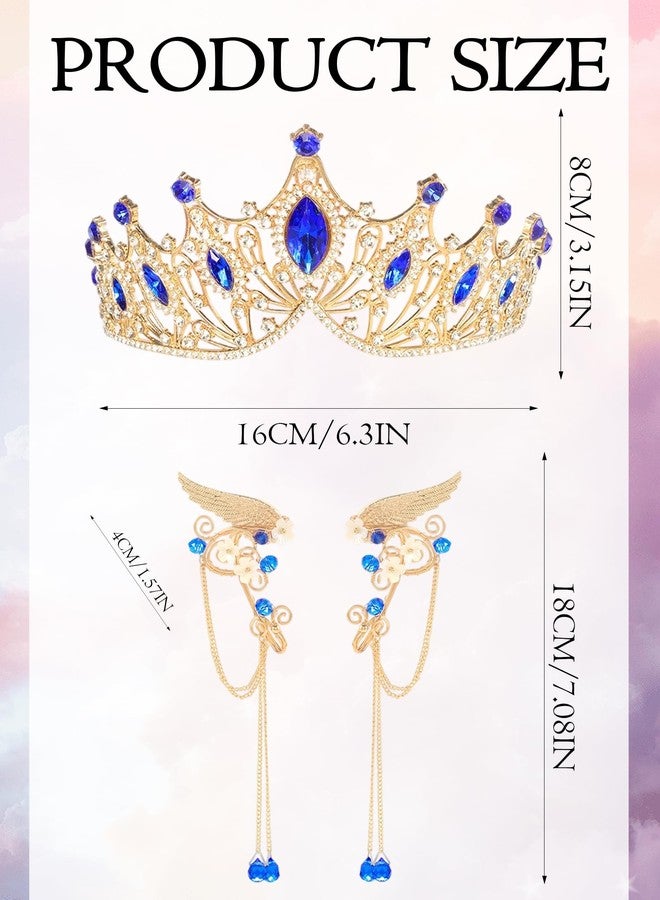CoTeeZa Renaissance Queen Crown Elf Ear Cuffs - Rhinestones Tiara for Women Bridal Wedding Prom Costume Accessories, Royal Princess Fairy Crowns Cuff for Pageant Halloween Cosplay - Image 5