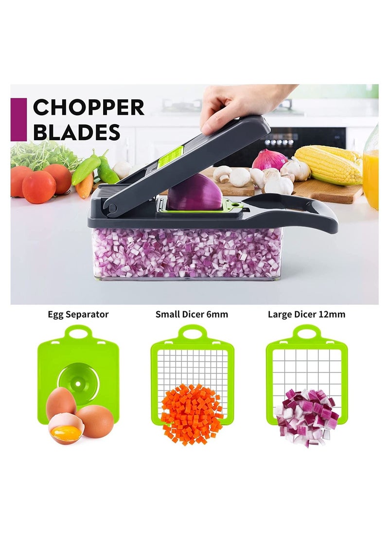 Vegetable Chopper, Pro Onion Chopper, Multifunctional 13 in 1 Food Chopper, Kitchen Vegetable Slicer Dicer Cutter,Veggie Chopper With 8 Blades,Carrot and Garlic Chopper With Container
