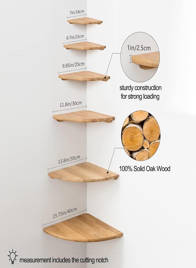 Conamily Corner Shelf, 12inch Solid Oak Wood Floating Corner Shelf Wall Mount Round End Floating Speaker Shelf with Wire Hole Display Shelf for Small Plant Photo Frame for Bedroom Kitchen, Living Room - Image 5
