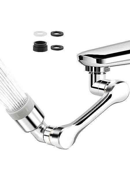 RIGJAK 1080 Degree Swivel Faucet Aerator LargeAngle Rotating Splash Filter Faucet with 2 Water Outlet Modes Bathroom Rotatable Multifunctional Extension Faucet for Washing EyeHairFace