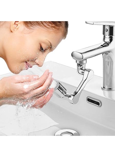 RIGJAK - RIGJAK 1080 Degree Swivel Faucet Aerator LargeAngle Rotating Splash Filter Faucet with 2 Water Outlet Modes Bathroom Rotatable Multifunctional Extension Faucet for Washing EyeHairFace - Image 1