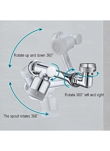 RIGJAK - RIGJAK 1080 Degree Swivel Faucet Aerator LargeAngle Rotating Splash Filter Faucet with 2 Water Outlet Modes Bathroom Rotatable Multifunctional Extension Faucet for Washing EyeHairFace - Image 1