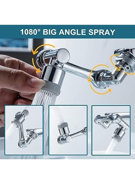 RIGJAK - RIGJAK 1080 Degree Swivel Faucet Aerator LargeAngle Rotating Splash Filter Faucet with 2 Water Outlet Modes Bathroom Rotatable Multifunctional Extension Faucet for Washing EyeHairFace - Image 1
