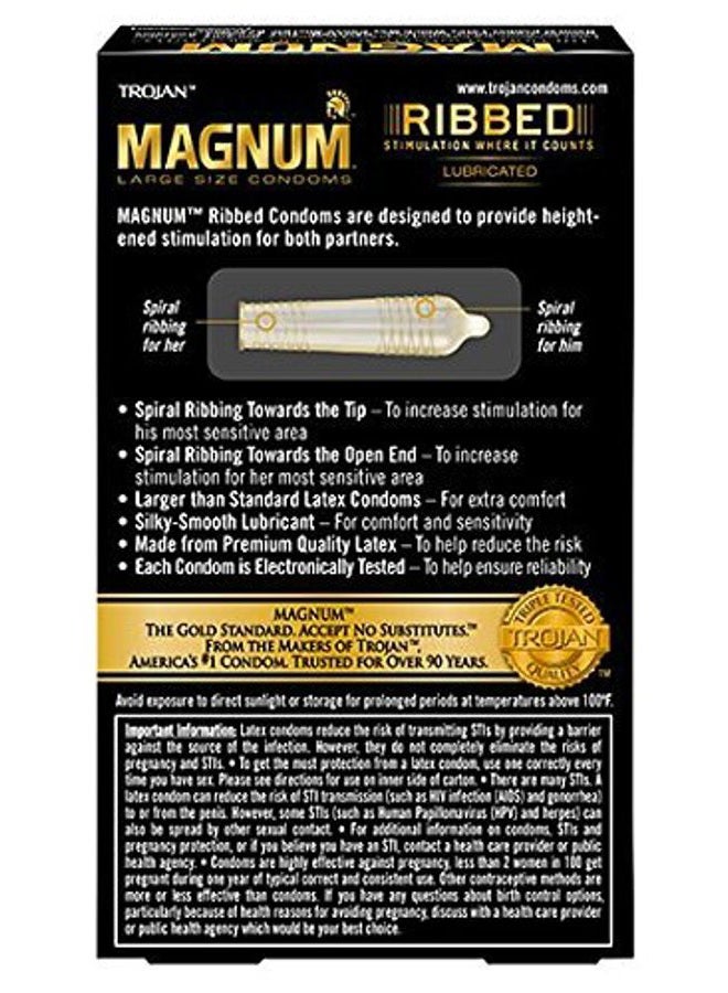 trojan MAGNUM Ribbed Large Lubricated Condoms, 12 count - Buy Packs and SAVE (Pack of 3) - Image 2