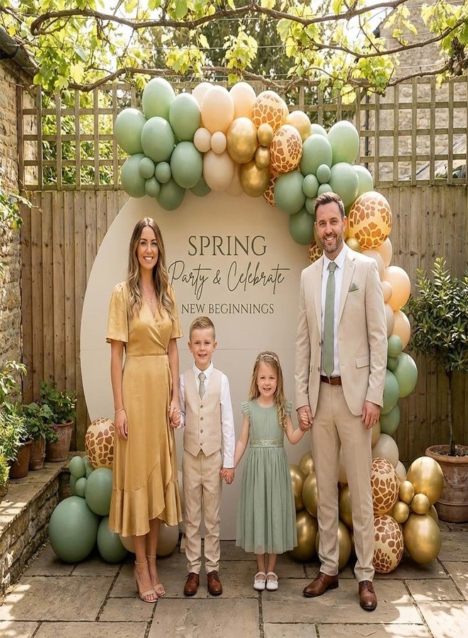 kozee Safari Balloon Garland Kit with Sage Green sand White Gold and Jungle giraffe animal print balloons for Woodland Themed Giraffe Wedding Two Wild One Birthday Party decorations supplies - Image 5