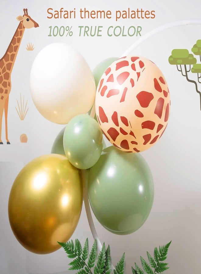 kozee Safari Balloon Garland Kit with Sage Green sand White Gold and Jungle giraffe animal print balloons for Woodland Themed Giraffe Wedding Two Wild One Birthday Party decorations supplies - Image 4