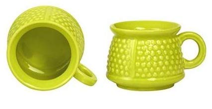 Caffeine Ceramic Handmade Green Cum Yellow Neon Bubble Tea Cup Set of 2 - Image 3