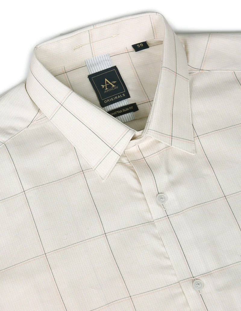 Arrow Windowpane Check Manhattan Slim Fit Shirt