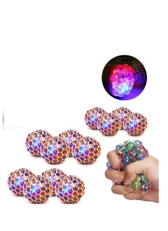 12 Pack Anti-Stress Ball LED Mesh Squeeze Ball Toys Home and Office Use Stress Relief Toys Hand Grip Pressure Ball for for Kids and Adults