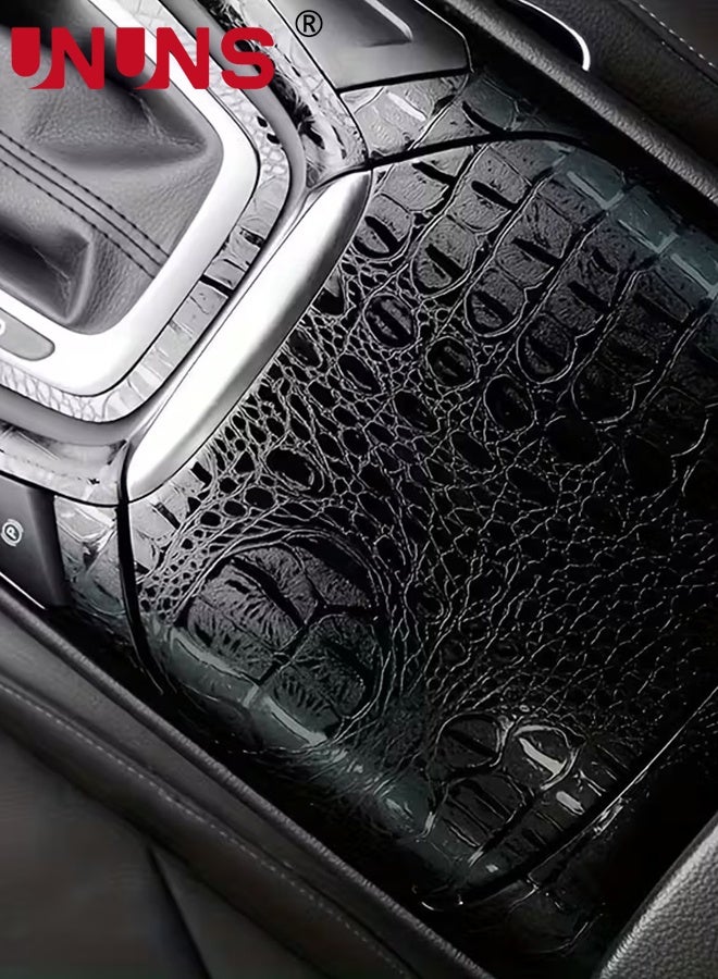 UNUNS Car Wrap,Black Crocodile Pattern Car Wrap Film,Car Wrap Film,Automotive Film,Self Adhesive Automotive Film,Automobile Motorcycle Interior Appearance,Black,30x152cm - Image 2
