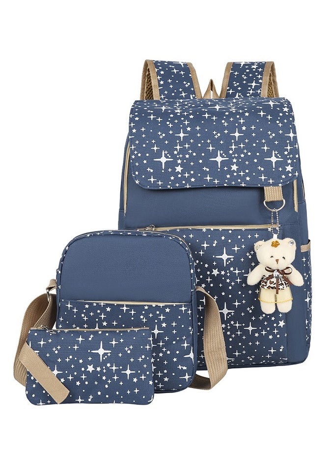Generic 3-Piece School Travel Backpack Set Blue 