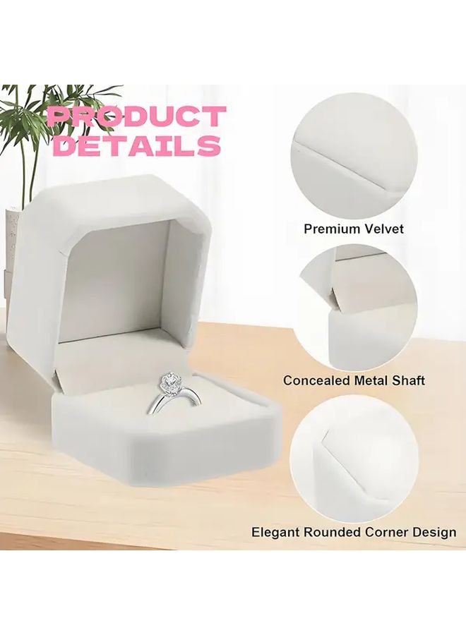 White Velvet Jewelry Box 4 Piece Set for Rings Earrings and Pendants Wedding Gift - Image 2