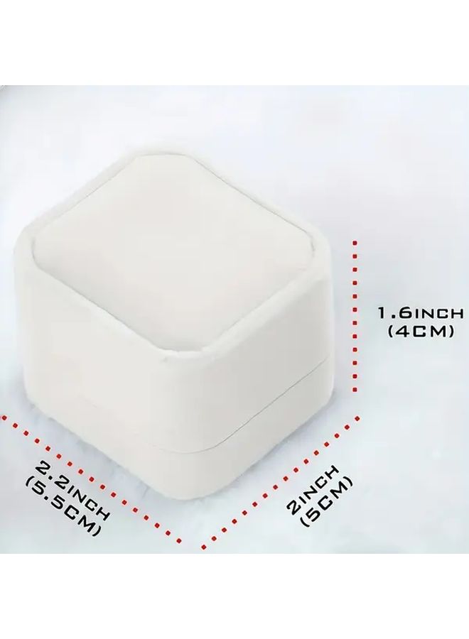 White Velvet Jewelry Box 4 Piece Set for Rings Earrings and Pendants Wedding Gift - Image 3