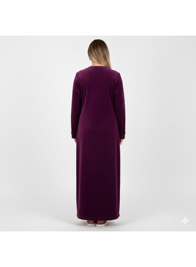 zecotex  Women's Velvet Kaftan with Elegant Floral Embroidery – Royal Purple - Image 5