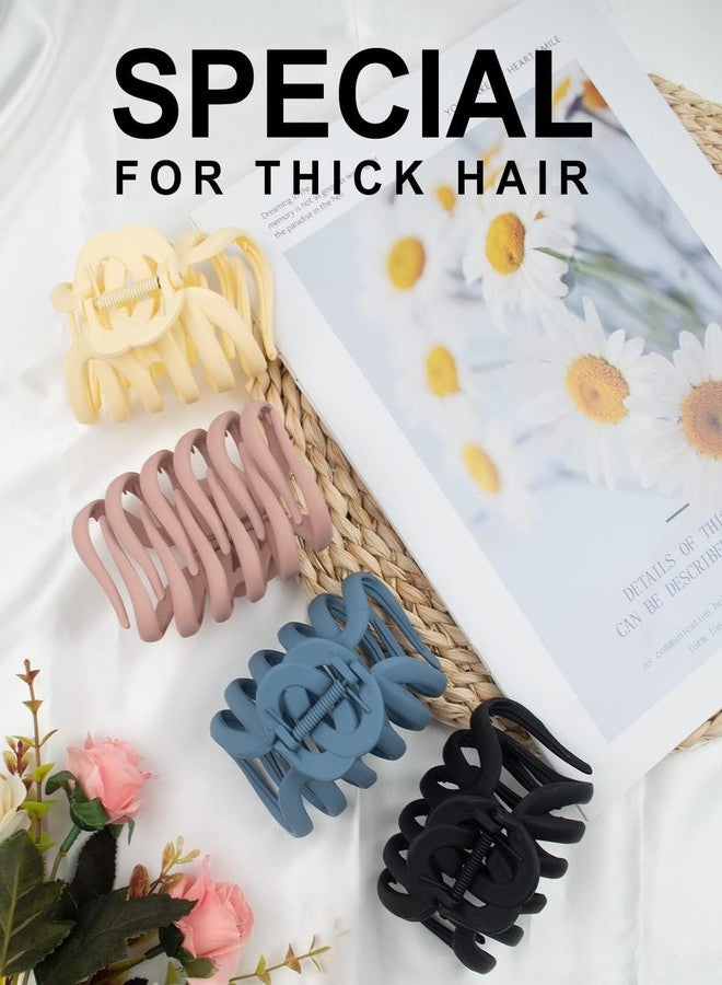 VORSET Pack of 2 Braided Hair Claw Clips for Women & Girls | Matte Finish Clutchers for Thick Hair | Strong Grip Plastic Clips | Neutral Color Hair Accessories - Image 2