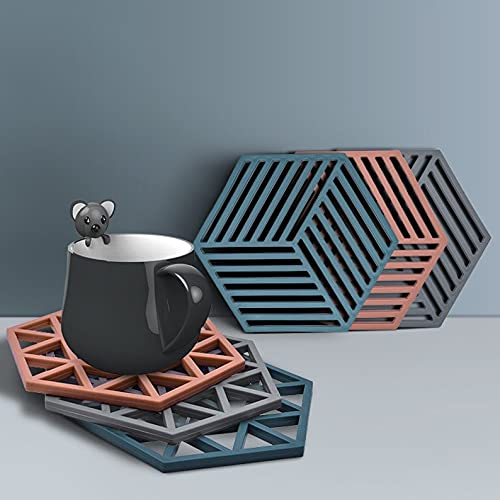 Dhruv Mart Silicone Trivet Mats Hot Pads Heat Resistant Bowl Mats Dish Mats Drink Coasters Non-Slip Pot Holders for Home Kitchen Dining Table Decoration (Mix Color Line) -3 Pieces - Image 1