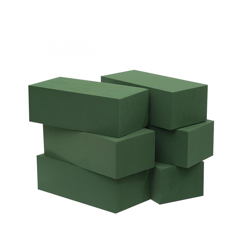 Crafare 6pc Wet Fresh Floral Foam Blocks Green Florist Foam Bricks for Spring Fresh Flower Arrangement and Crafts Supply 89L X 39W X 3H