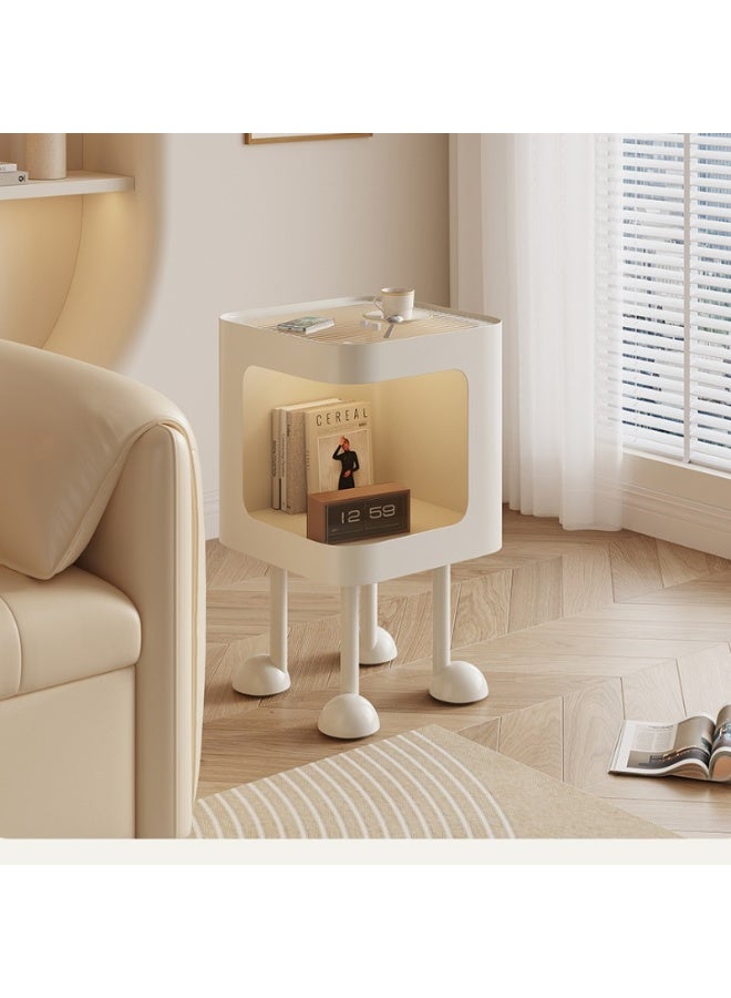  CityRiya-Long طاولة بجانب السرير، طاولة جانبية، طاولات قهوة أريكة مع رف مفتوح، خزانة تخزين سرير، طاولة جانبية مميزة، طاولات جانبية بإضاءة حساسة، خزانة ملابس لغرفة المعيشة وغرفة النوم (أبيض) - Image 2