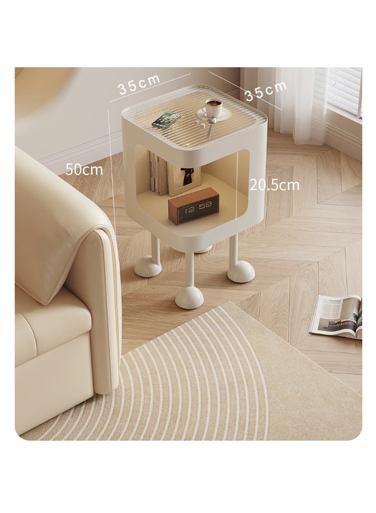  CityRiya-Long طاولة بجانب السرير، طاولة جانبية، طاولات قهوة أريكة مع رف مفتوح، خزانة تخزين سرير، طاولة جانبية مميزة، طاولات جانبية بإضاءة حساسة، خزانة ملابس لغرفة المعيشة وغرفة النوم (أبيض) - Image 5