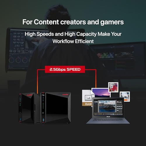 Asustor AS5402T, 2 Bay NAS, Intel Quad-Core 2.0GHz CPU, 4X M.2 NVMe SSD Slots, 2x2.5GbE Ports, 4GB DDR4 RAM, Cloud Storage for Gaming and Live Stream, Network Attached Storage(Diskless) - Image 4