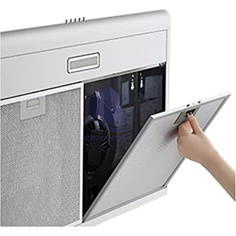 Wall-mounted SS White/Silver Cooker and Extractor Hood Box Design with High Extraction Rate, LED Lights for Optimal Visibility and Ambience for Cooking 90X47X13 CM - SILVER - Image 4