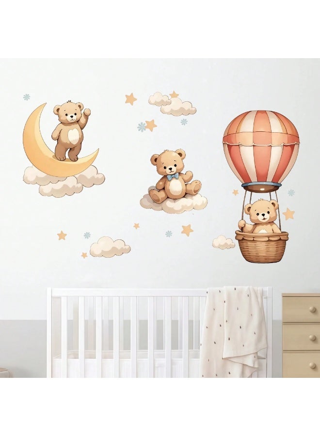ملصق حائط لغرف الاطفال ملصق جداري بتصميم دببه لطيفه بألوان باستيل ناعمة يضيف لمسة دافئة ومرحة لغرفة الأطفال وغرف اللعب - Image 1