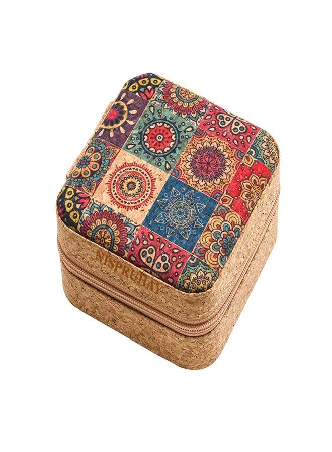 Nispruhay Mini Jewellery Box Retro Portable Organiser Travel Jewelry Storage Box for Rings, Earrings, Necklace Organizer Mexican Moroccan Style Design (Mandala Design) - Image 1