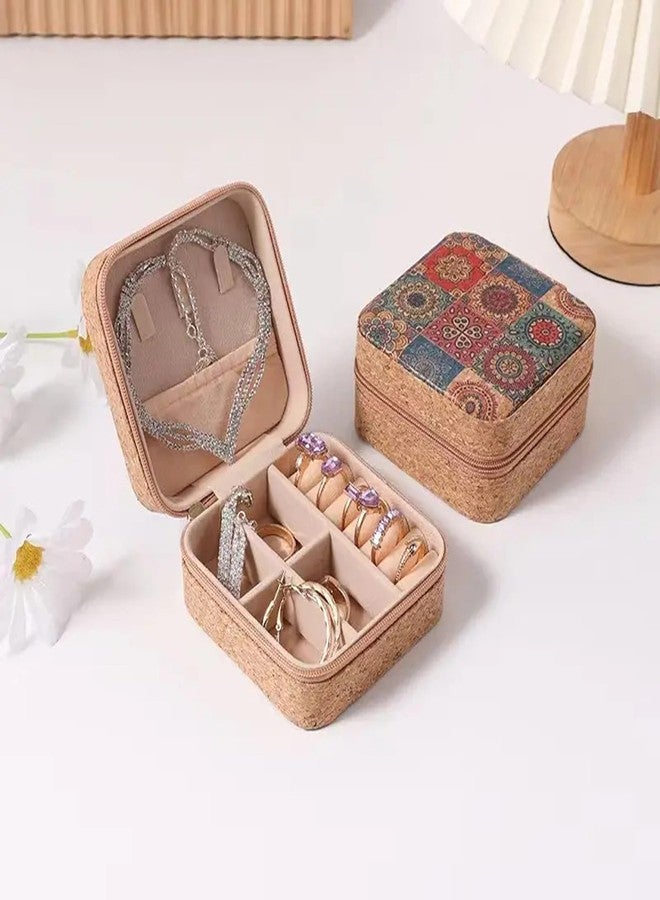 Nispruhay Mini Jewellery Box Retro Portable Organiser Travel Jewelry Storage Box for Rings, Earrings, Necklace Organizer Mexican Moroccan Style Design (Mandala Design) - Image 3
