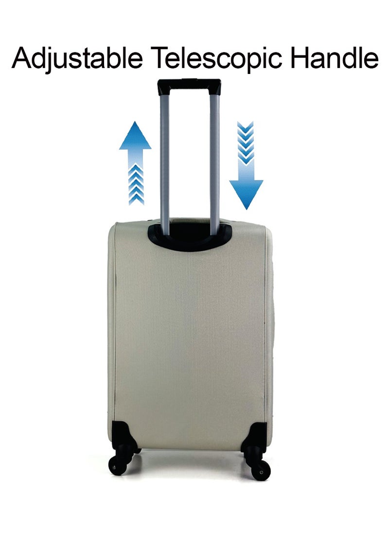 SAW & SEE 4-Piece Softside Expandable Luggage Set – Lightweight Travel Suitcase with Combination Lock, Anti-theft zipper, 360° Spinner Wheels, Durable Water proof Nylon-Cotton Fabric, Adjustable Telescopic Handle – Large, Big, Medium & Carry-On Trolley Suitcase Bags (20''/24''/28''/32") – WHITE  - Image 4