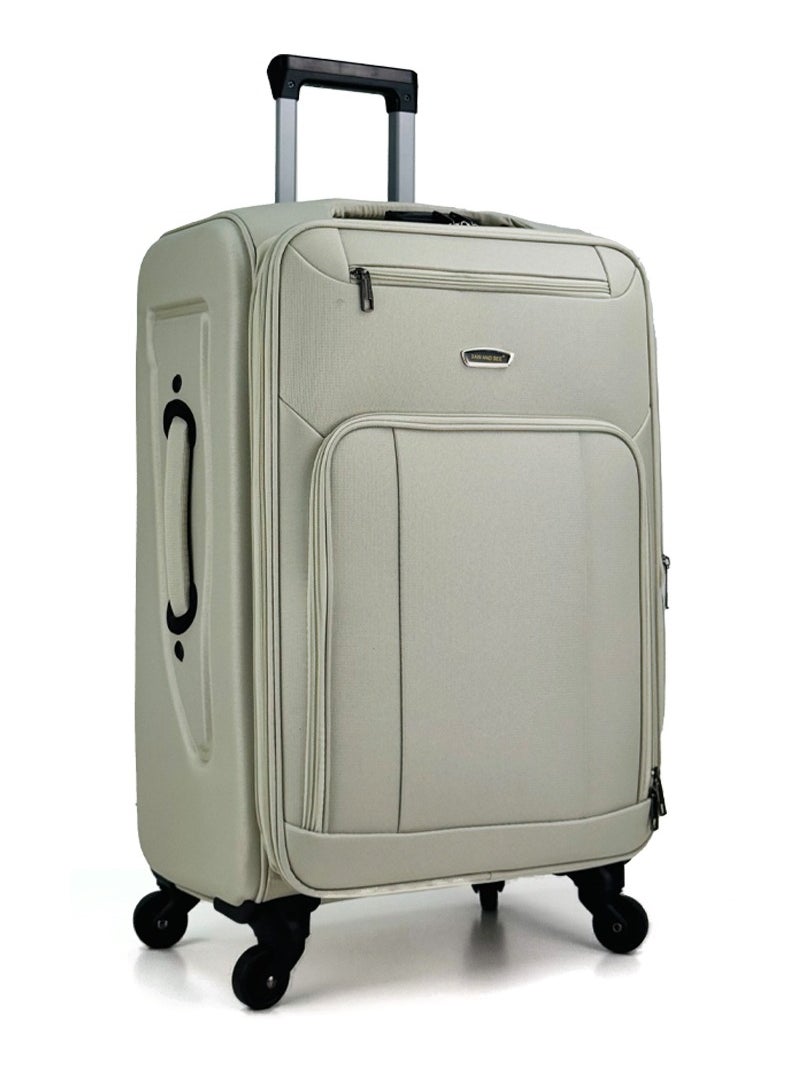 SAW & SEE 4-Piece Softside Expandable Luggage Set – Lightweight Travel Suitcase with Combination Lock, Anti-theft zipper, 360° Spinner Wheels, Durable Water proof Nylon-Cotton Fabric, Adjustable Telescopic Handle – Large, Big, Medium & Carry-On Trolley Suitcase Bags (20''/24''/28''/32") – WHITE  - Image 2