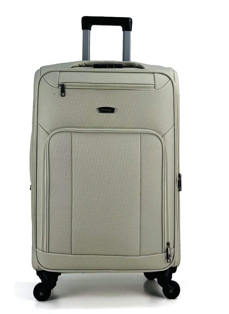 SAW & SEE 4-Piece Softside Expandable Luggage Set – Lightweight Travel Suitcase with Combination Lock, Anti-theft zipper, 360° Spinner Wheels, Durable Water proof Nylon-Cotton Fabric, Adjustable Telescopic Handle – Large, Big, Medium & Carry-On Trolley Suitcase Bags (20''/24''/28''/32") – WHITE  - Image 5