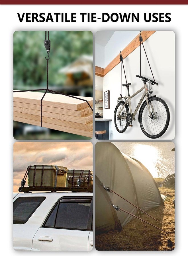 VIPARSPECTRA Ratchet Tie Down Straps, 1/4" Adjustable Rope Hangers [4 Pack, 12FT, 150 lbs/Pack], Heavy Duty Kayak Pulley System with Hooks for Garage Cargo Trucks Tents Grow Lights Various Lashing - Image 3