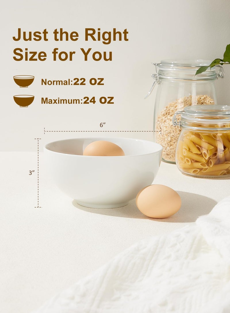 Yedio 22 oz White Porcelain Bowls Set of 4 â€“ Cereal, Soup, Rice, Oatmeal & Salad Bowls â€“ Microwave & Dishwasher Safe, Stackable for Kitchen Use - Image 2