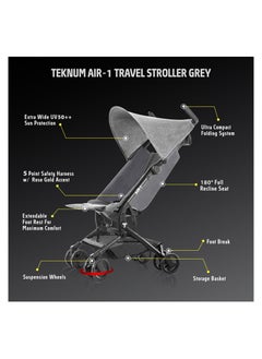 TEKNUM Teknum AIR-1 Travel Stroller w/ Carry Backpack-Grey  - Image 3