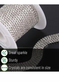 Excefore Crystal Rhinestone Close Chain, 1 Roll 11 Yard, 2mm Rhinestones, Silver Rhinestones for Jewelry, Rhinestone Chain for Crafts, Roll of Rhinestones for Crafts, Crystal Rhinestone Chain Trim.  - Image 3