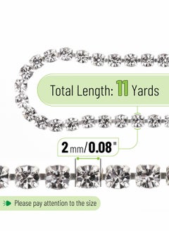 Excefore Crystal Rhinestone Close Chain, 1 Roll 11 Yard, 2mm Rhinestones, Silver Rhinestones for Jewelry, Rhinestone Chain for Crafts, Roll of Rhinestones for Crafts, Crystal Rhinestone Chain Trim.  - Image 2
