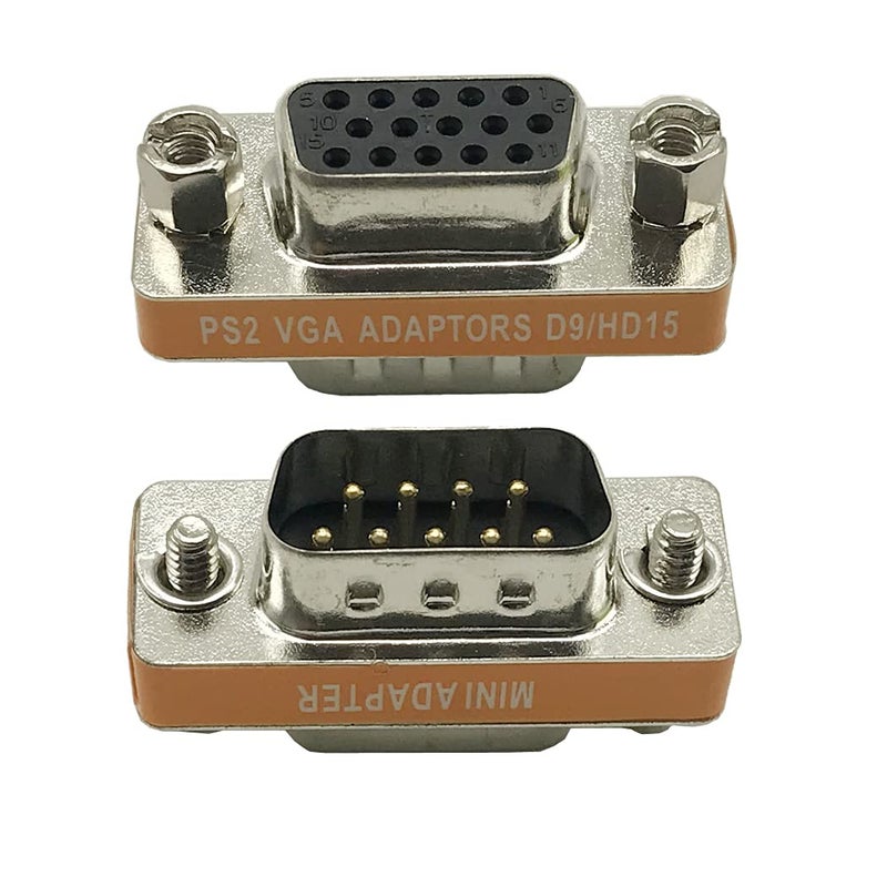Seadream DB9 9 Pin Male to HD15 HDD15 15 Pin Female, Male to Female M/F Molded CGA/VGA Video Adapter Gender Changer Coupler - Image 1